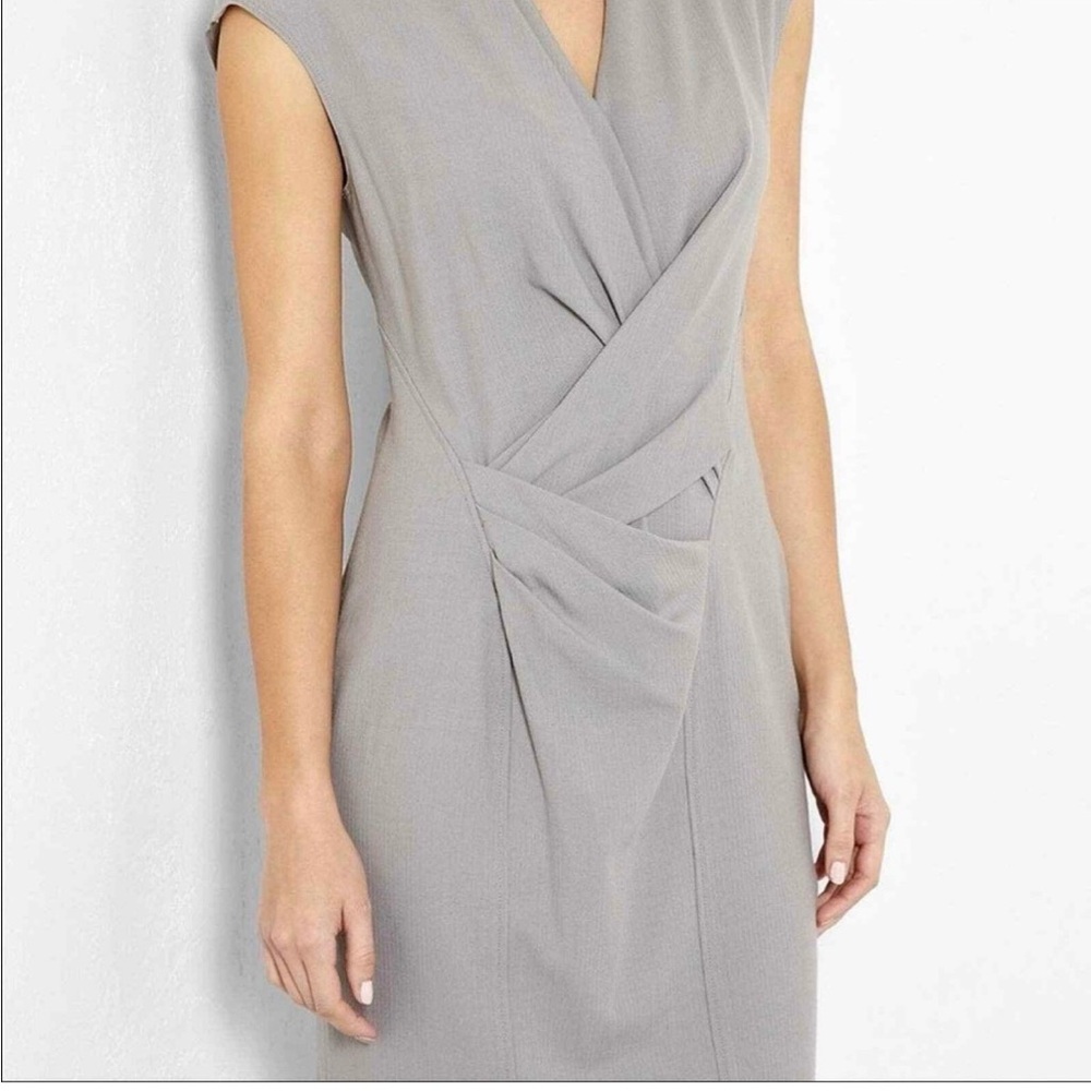 Helmut Lang women’s Sleeveless V-neck draped sheat Pixel mini Dress light gray 4